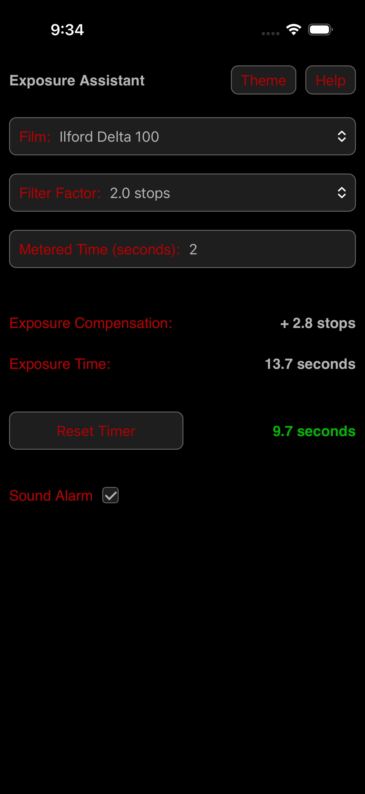 Exposure Assistant Screen 2