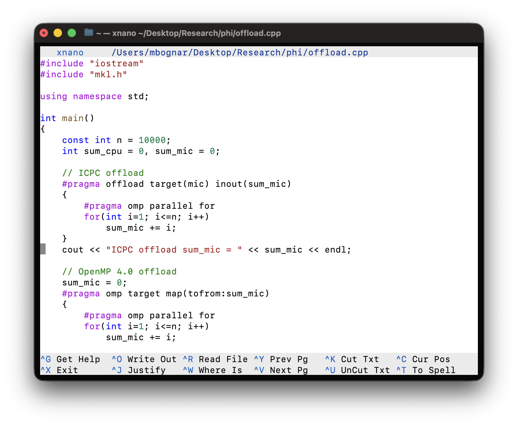 xnano text editor interface